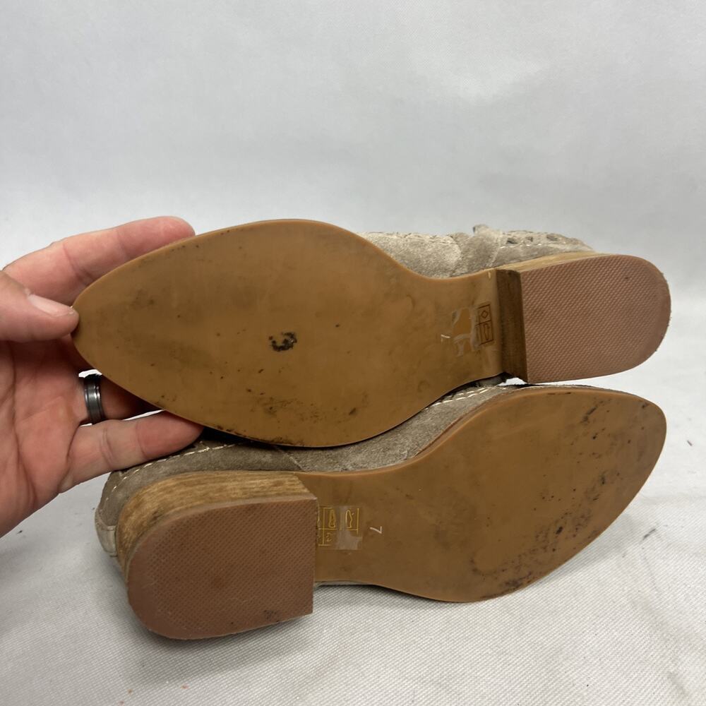 JEFFREY CAMPBELL WOMEN'S TAGGART LATTICE CUTOUT TAN ANKLE BOOTIES SIZE 7 - Picture 8 of 10